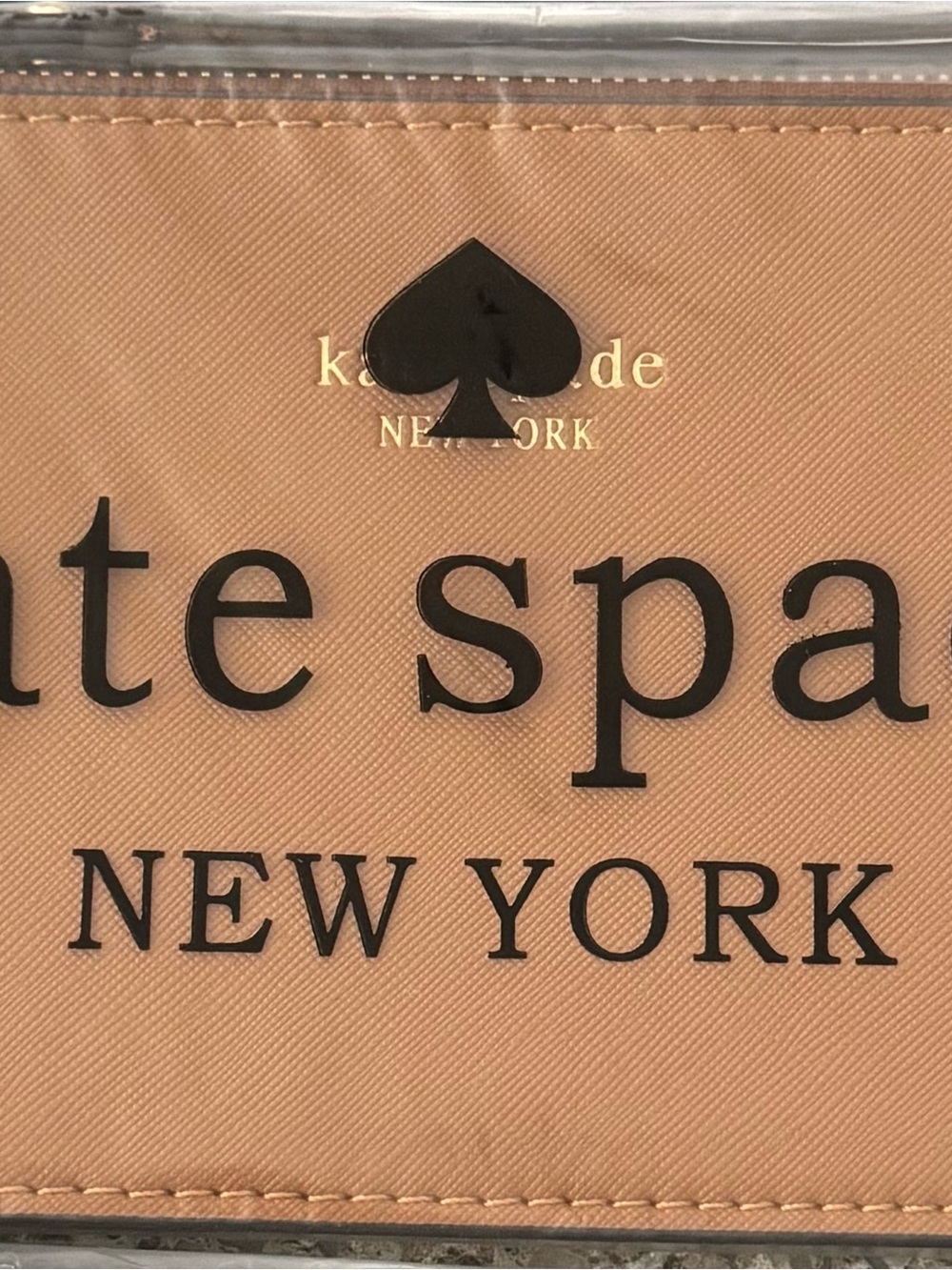 kate spade Beige Logo Zip Pouch with Black Accents